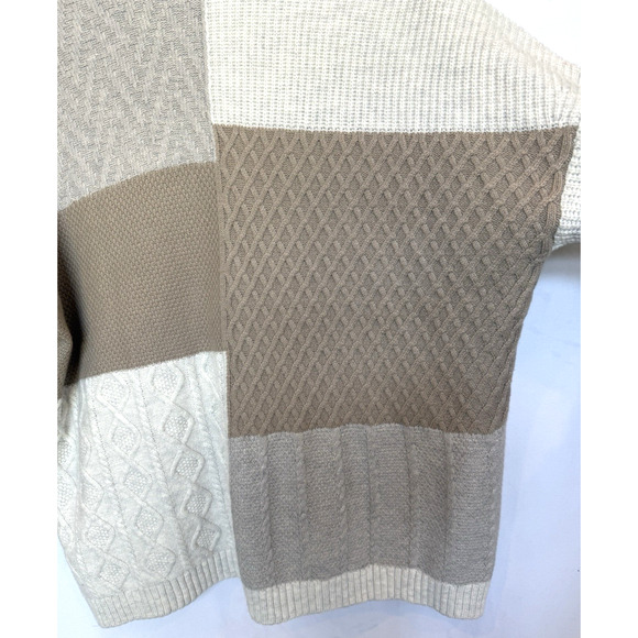 J Jill Womens Patchwork Cable Knit Cardigan Sweater Size XL Fisherman Preppy - Picture 11 of 13